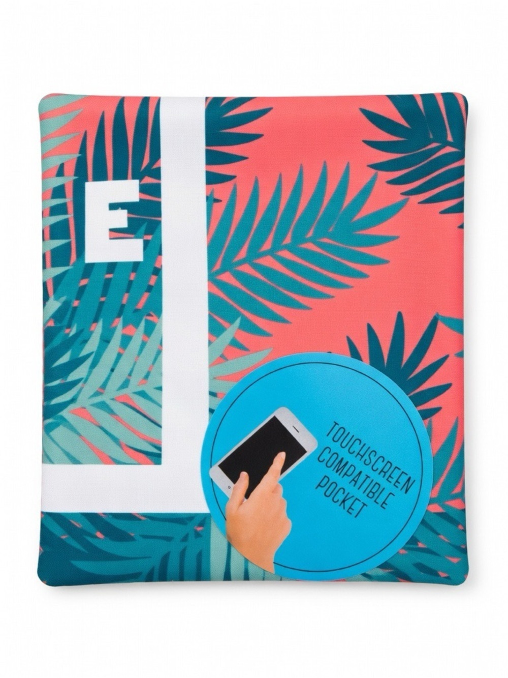 Beach Lease Tropical Print Wristlet Pouch - Coral & Teal - Picture 4 of 4